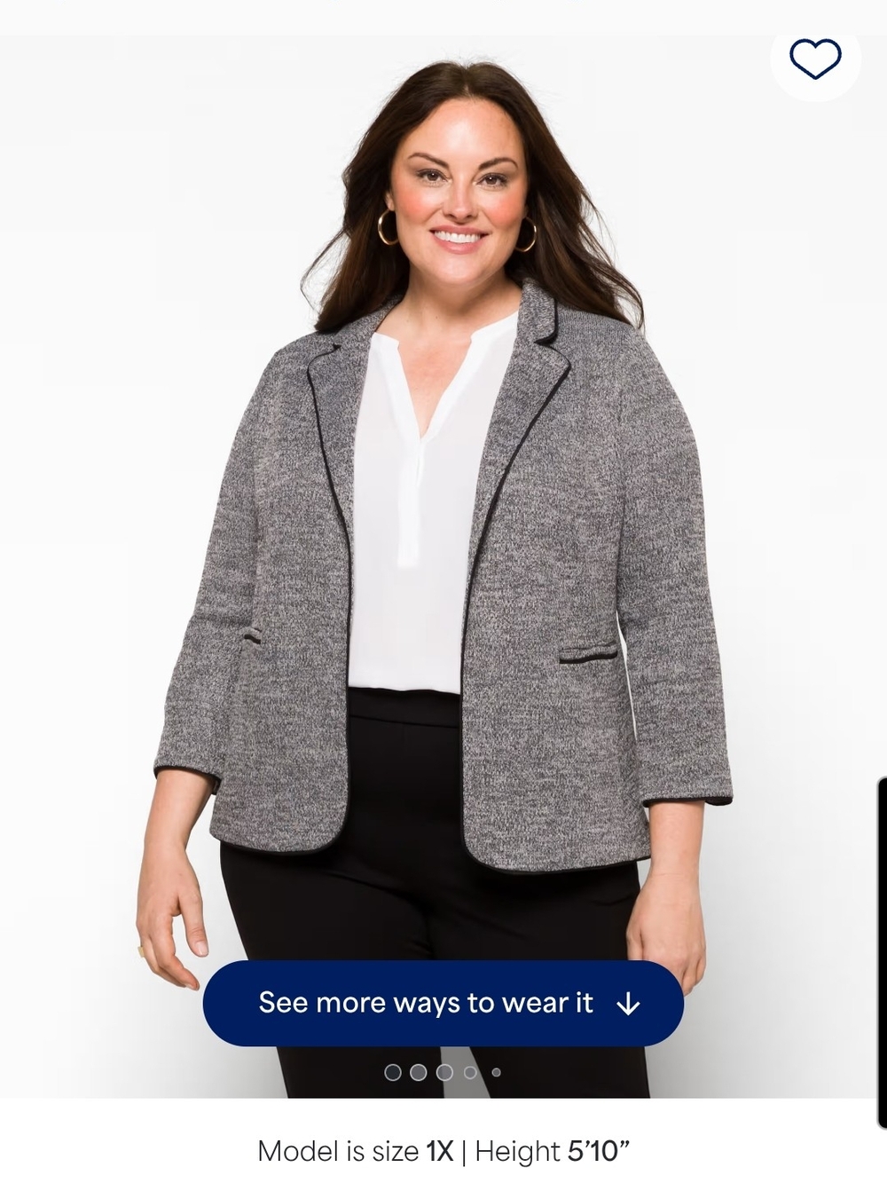 Classic Textured Open-Front Blazer Jacket - Gray
